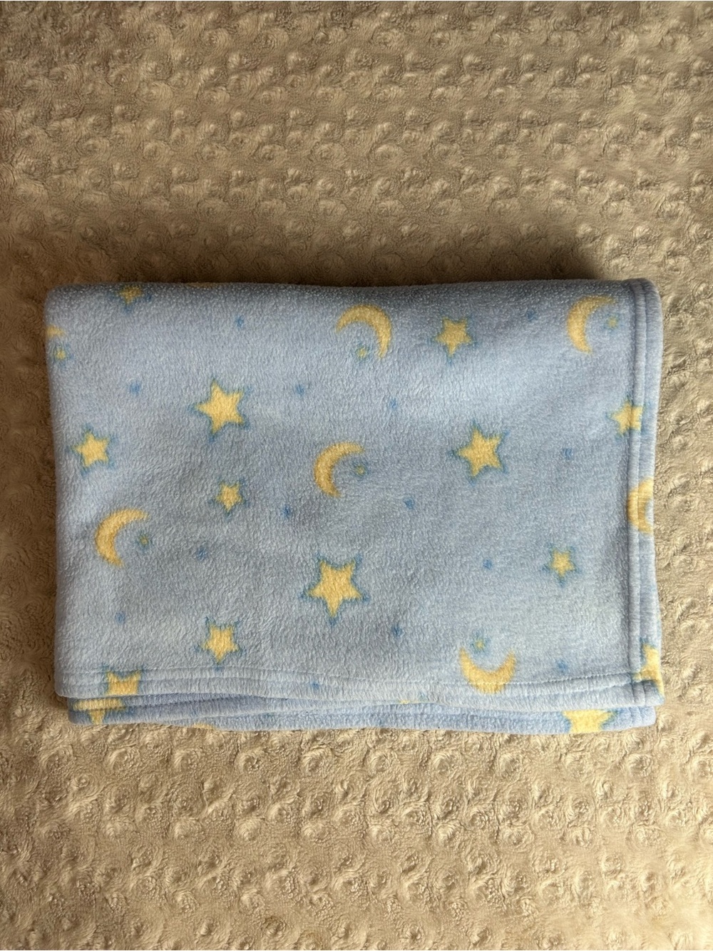 Idea Nuova Blue Moon & Stars Baby Blanket Yellow Polyester Fleece Lovey